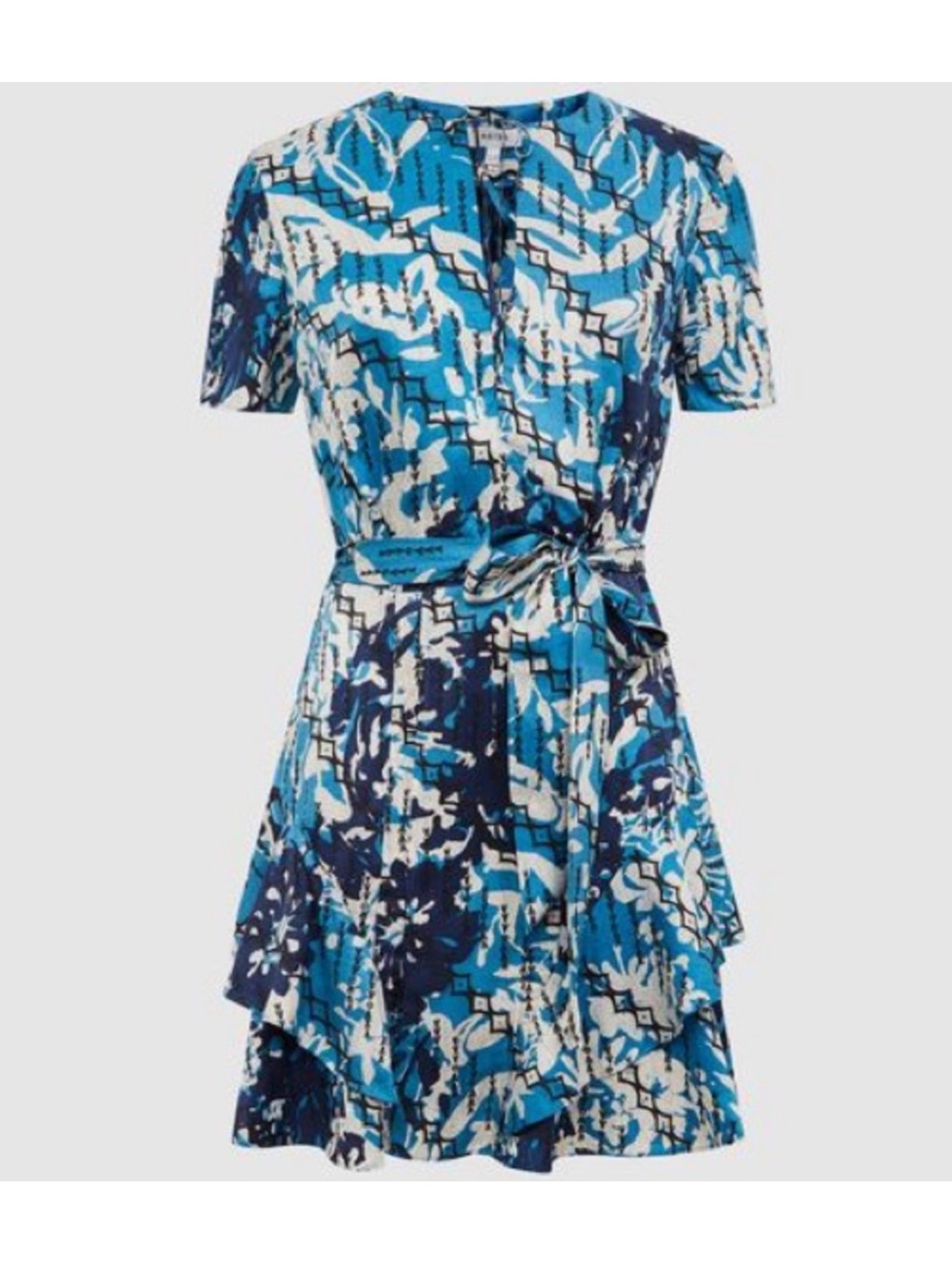 REISS POSEY DITSY PRINTED MINI DRESS in Blue belted